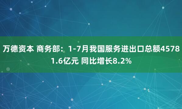 万德资本 商务部：1-7月我国服务进出口总额45781.6亿元 同比增长8.2%
